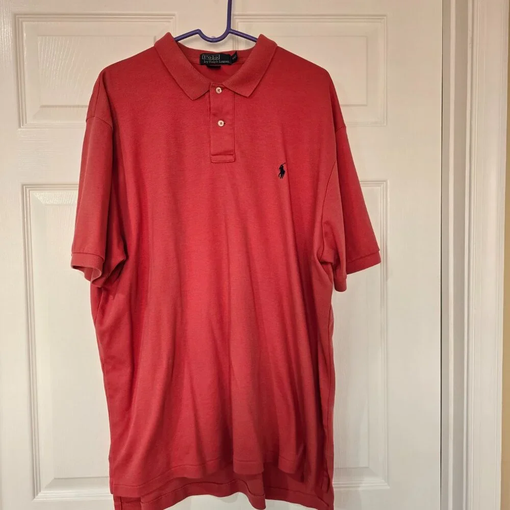 Polo Ralph Lauren Men's Short Sleeve 2-Button Polo Shirt Pony Logo Light Red XXL